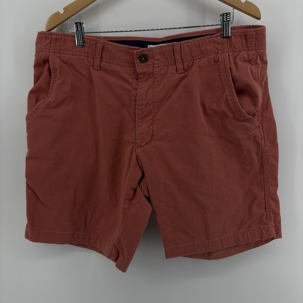 True Craft Mens 38W Chino Shorts‎ Salmon Cotton Twill Flat Front Size